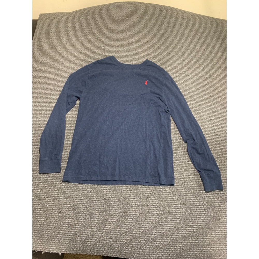 Polo Ralph Lauren Mens XL Blue Long Sleeve V Neck T-Shirt Red Pony Logo